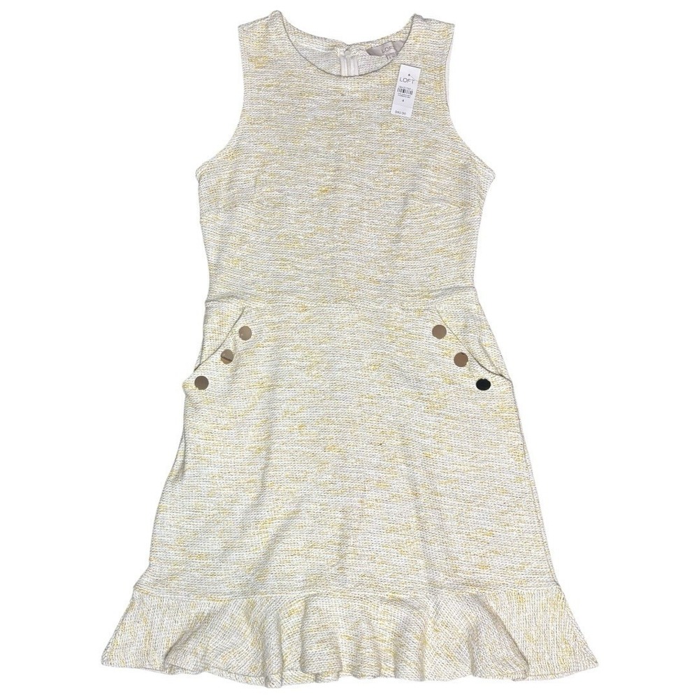 LOFT Cream and Yellow Dress